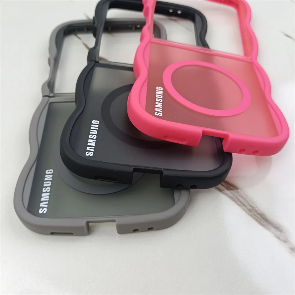 Translucent Wavy Frame Magnetic Luxury Shockproof Case with Silicone Back Cover
