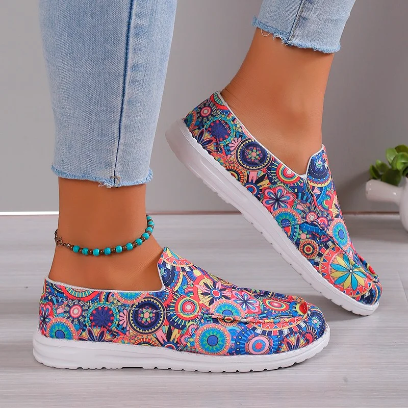 

Shoes for Women 2023 Brand Slip-on Women's Flats Fashion Printing Casual Flat Shoes New Round Toe Women's ShoesZapatos De Mujer