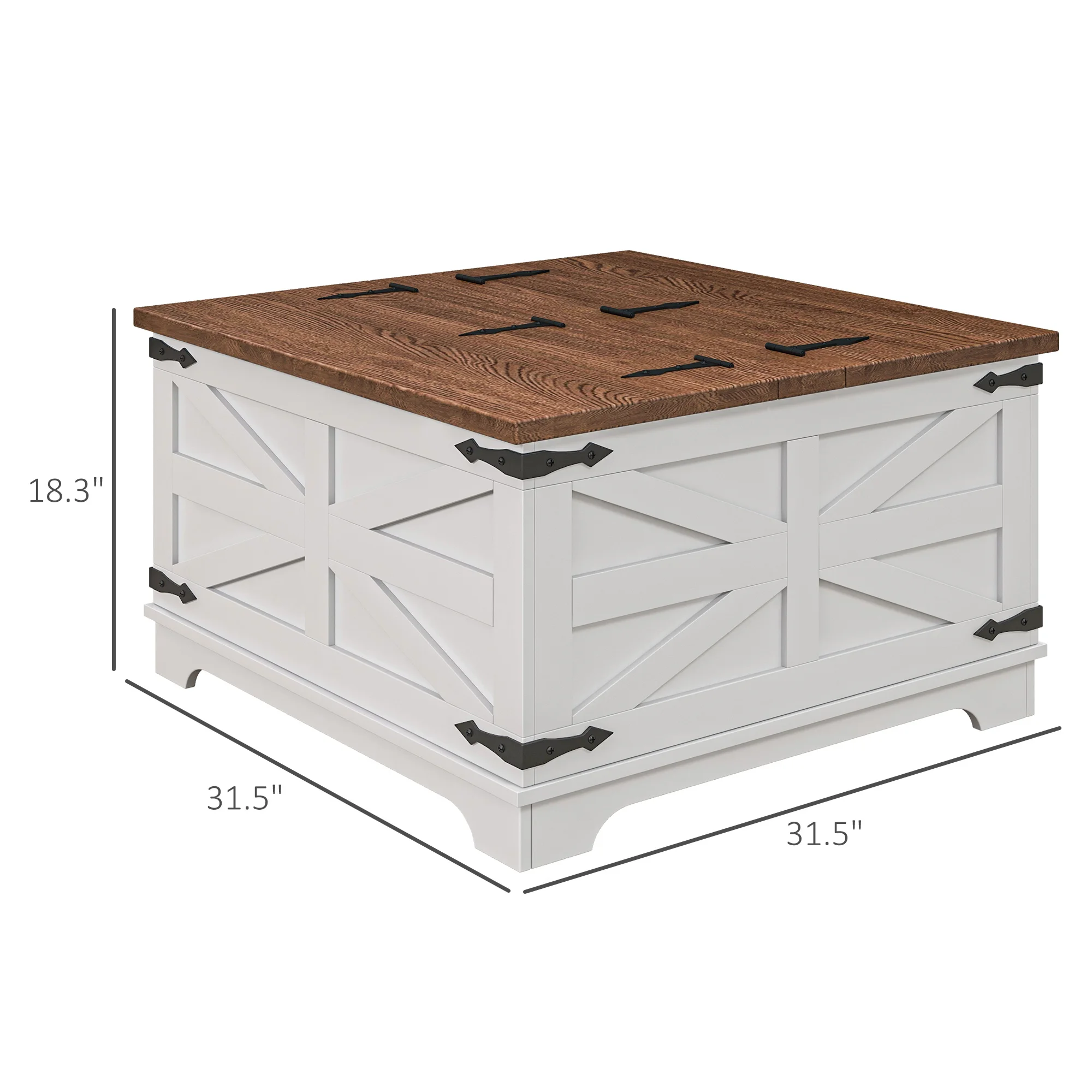 Homcom Coffee Table with Flip Top Hidden Storage, Square Center Table White 3