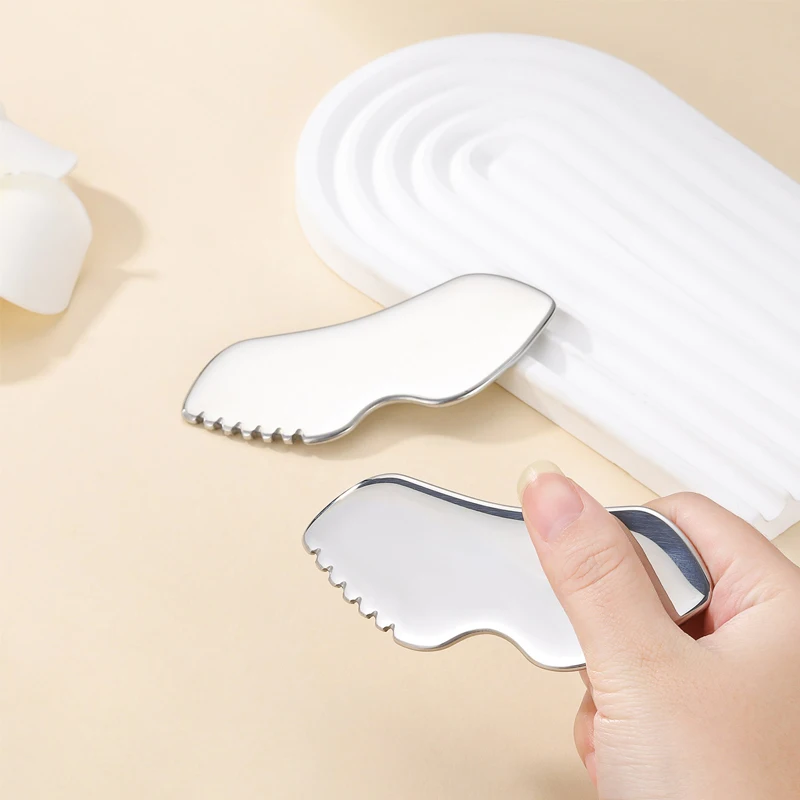 스테인레스 스틸 GuaSha 얼굴 스킨 케어 마사지 도구, 롤러 Gua Sha 세..