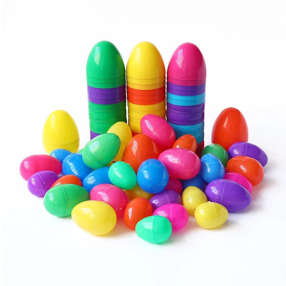 

12Pcs Fillable Easter Eggs Plastic Colorful Easter Eggs Easter Candies Chocolate Gift Toys Boxes Egg Shape Easter Decor 4/6/8cm