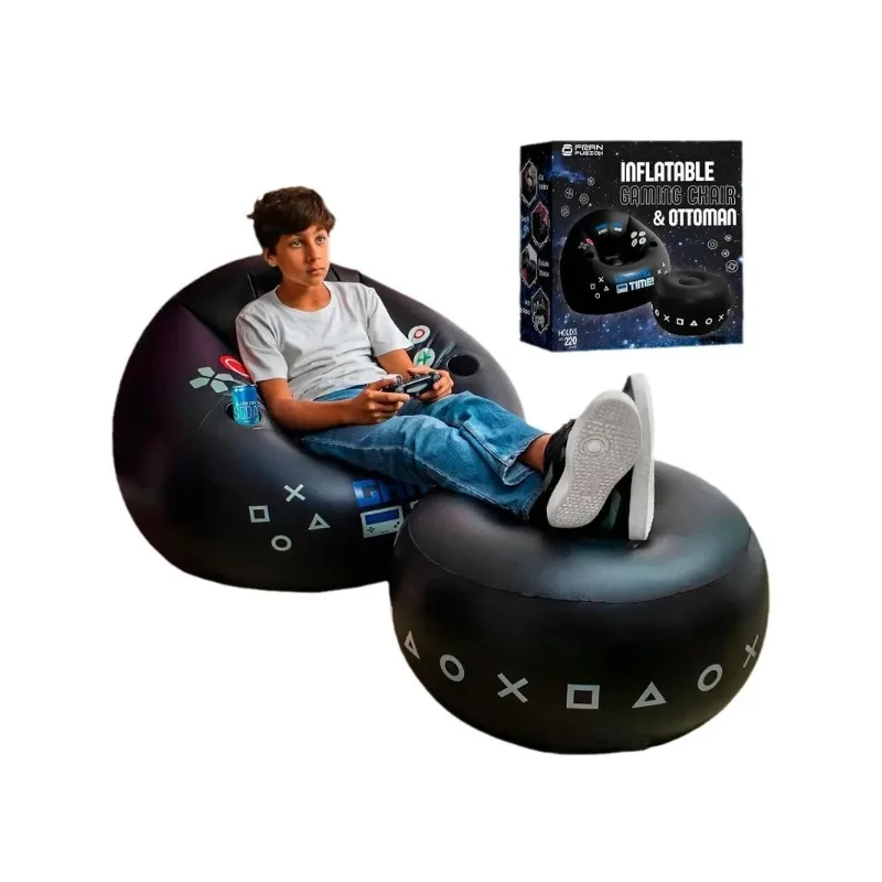 Set di Sedie Gonfiabili da Gaming, Poltrona Lounge, Divano Pigro in PVC Floccato, Sedia Pieghevole con Schienale, Divano per Camera da Letto