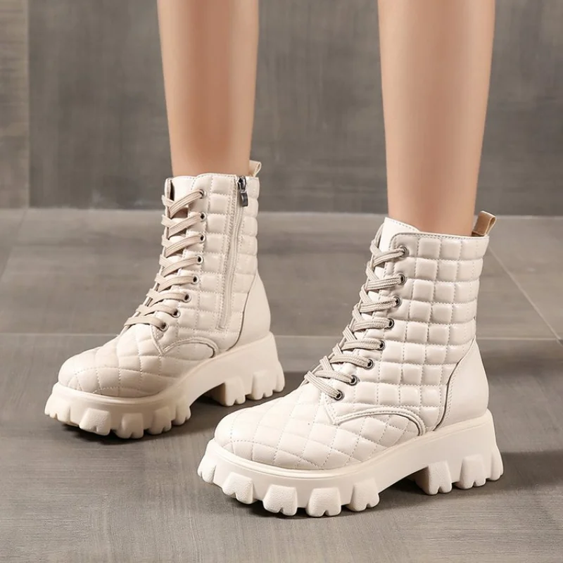 short Boots Women's Autumn Wear In The Tube To Increase The New Wild Spring and Autumn New High-top Fashion Short Boots Shoes