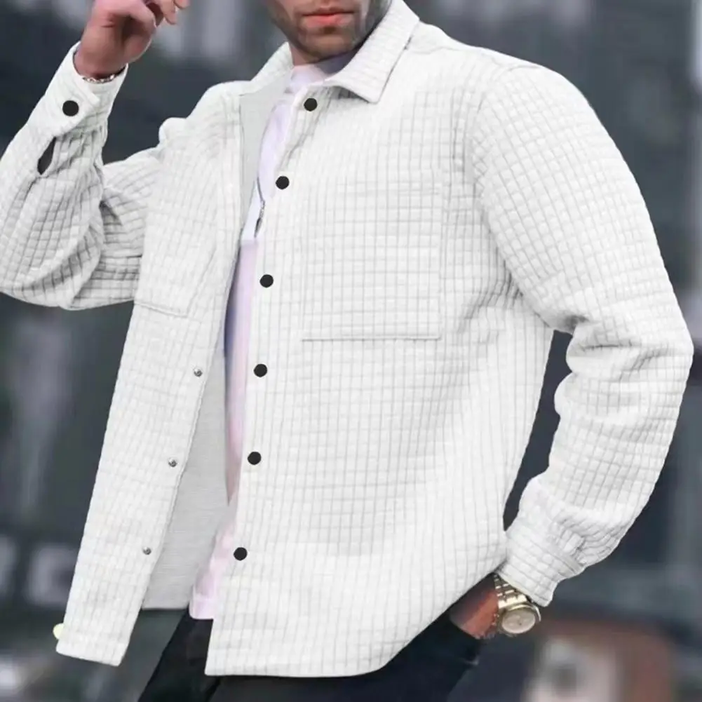 

Мужская декорированная куртка с нагрудным карманом, весенний кардиган с отложным воротником и накладным карманом, мягкая дышащая рубашка с длинными рукавами для A
