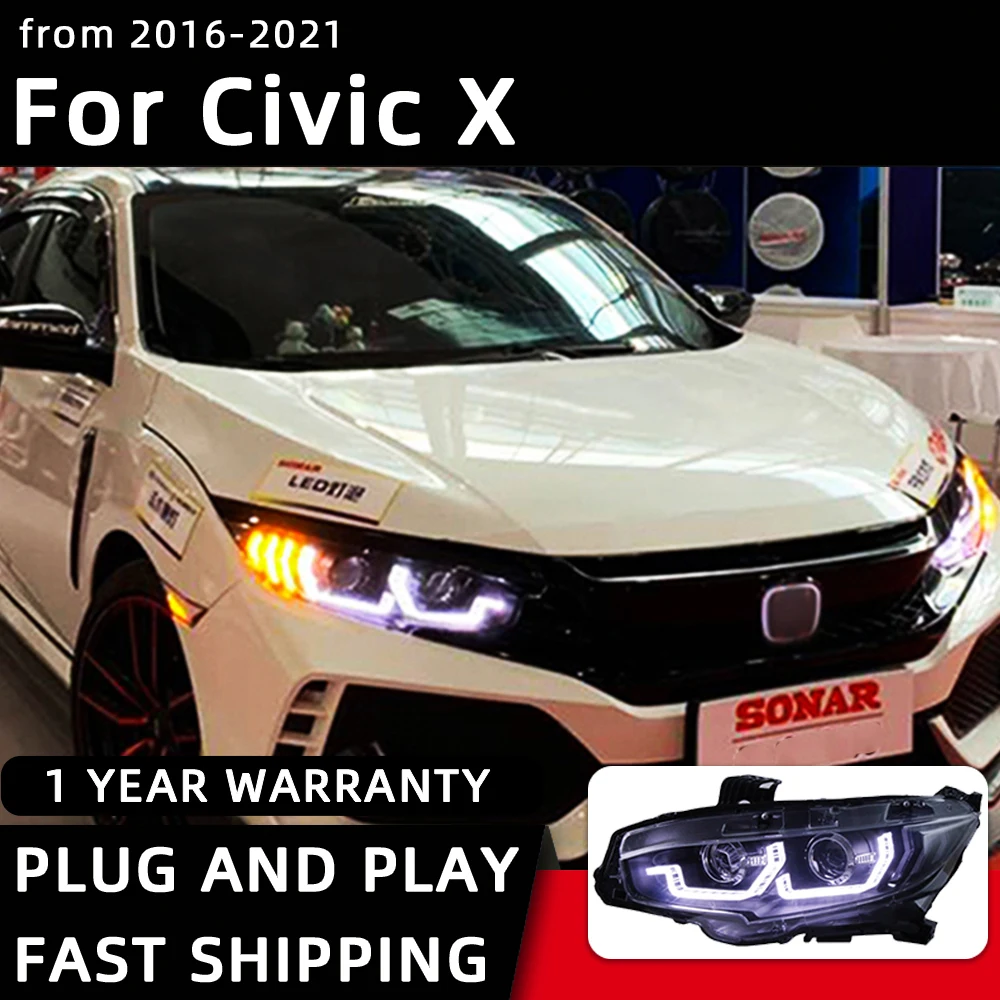 

Car Styling Headlights for Honda CIVIC X G10 LED Headlight 2016-2021 Head Lamp DRL Signal Projector Lens Automotive Accessories