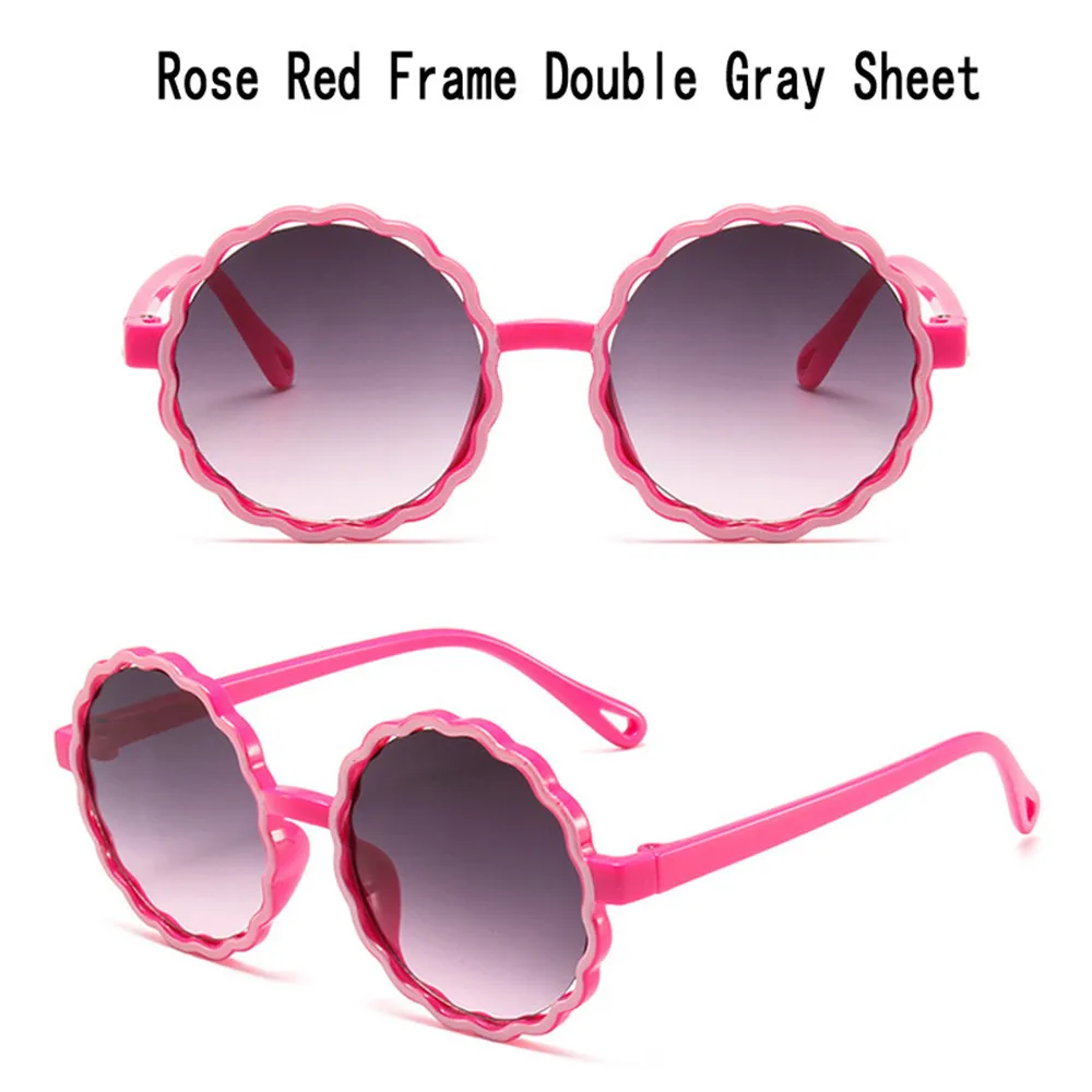 iboode Retro Round Frame Wave Children's Sung Fashion Contrast Color Flower Shape Boys Girls Outdoor Shading Sun_voghion.com