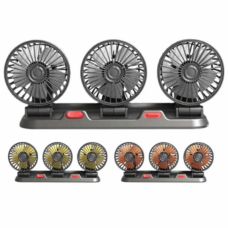 

12/24V Car Fan Three-Head Automotive Electric Cooling Car Fan Usb Silent Air Fan 2 Speeds Adjustable For For Truck Car SUV RV