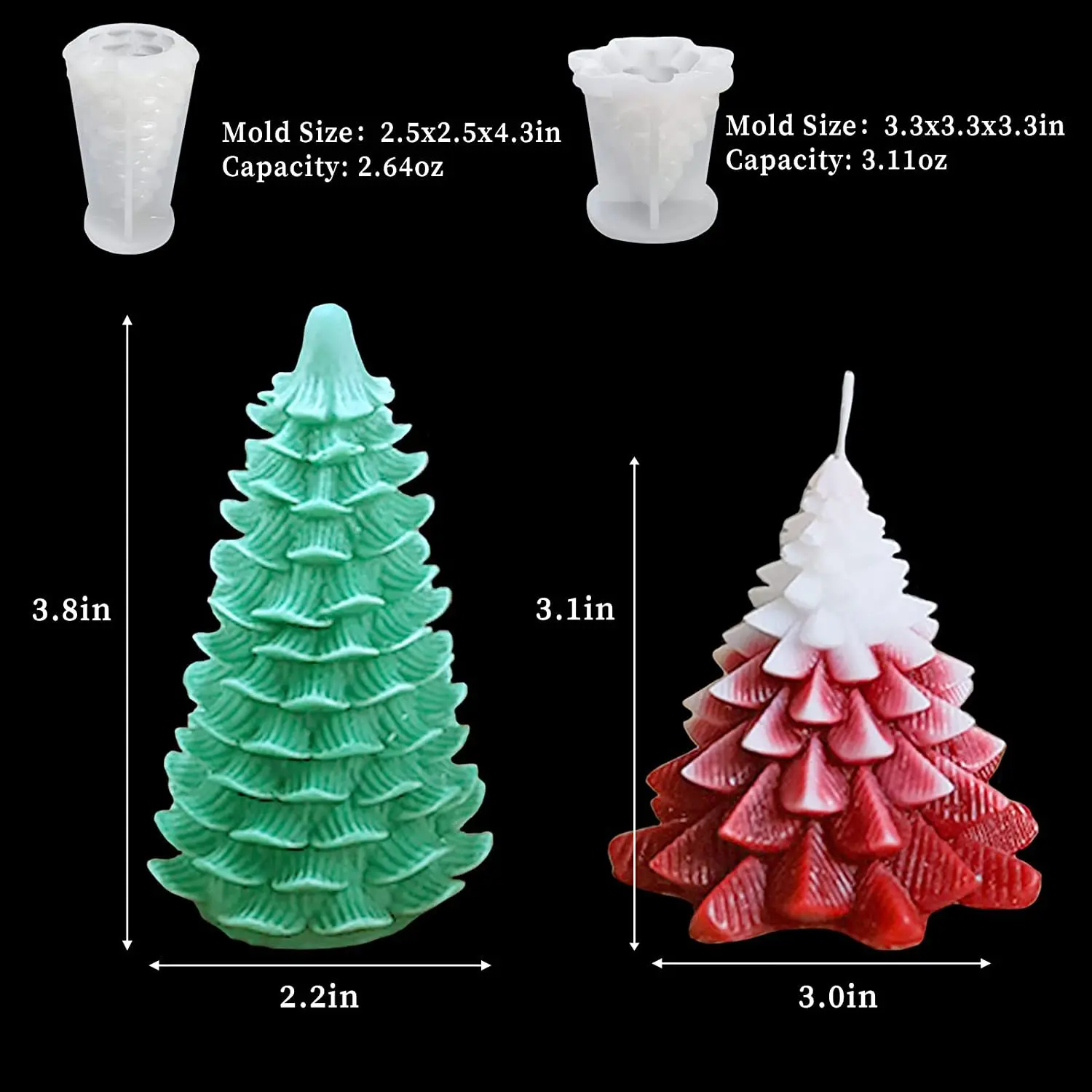 Pillar Christmas Tree Candle Molds Taper Silicone Mold Dinner Wax Silicone  Candle Mould Christmas Home Decor 