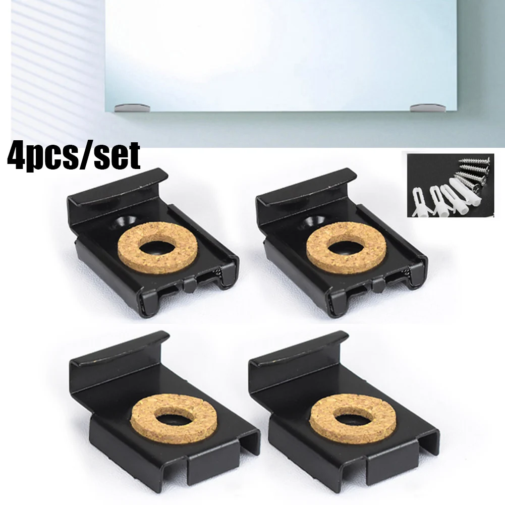 4pcs Square Glass Clamp Zinc Alloy Frameless Bathroom Mirror Glass Wall Mounting Fixing Kit Hardware With Screws Mirror Holder