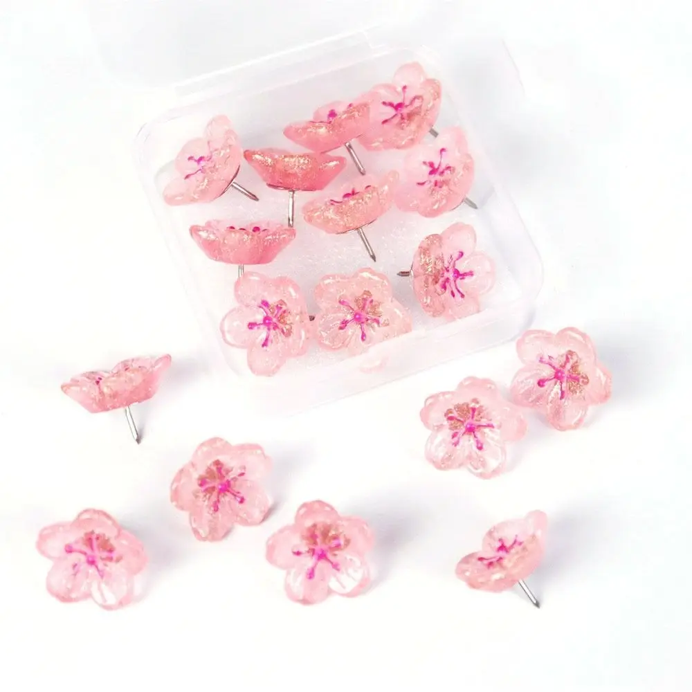 10/20/30Pcs 홈 인테리어 크리 에이 티브 사쿠라 푸시핀 DIY 3D 보드 푸시 핀 박스 장식 스터드로 재사용 가능 벽 마커