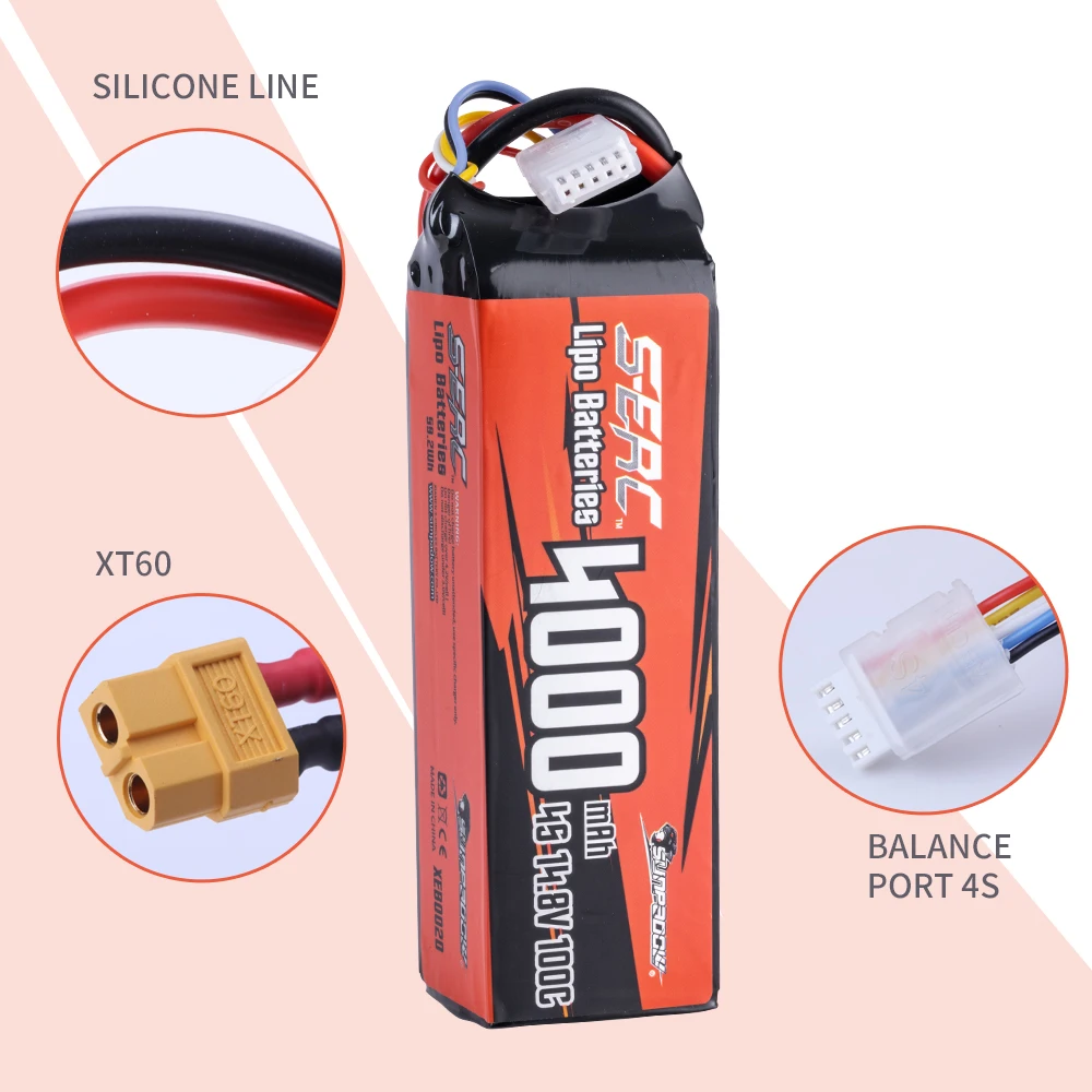 SUNPADOW 2S 3S 4S Lipo Battery for 3300mAh 4000mAh 6500 7.4V14.8V 130C TRX RC Buggy Truggy Vehicle Car Tank Monster Truck Hobby 5