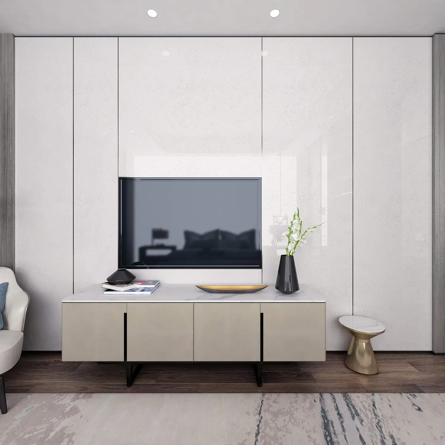 PVC Self Adhesive Wall Paper Shiny  White DIY Decorative Film Furniture Renovation Stickers Kitchen Cabinet Waterproof Wallpaper 3
