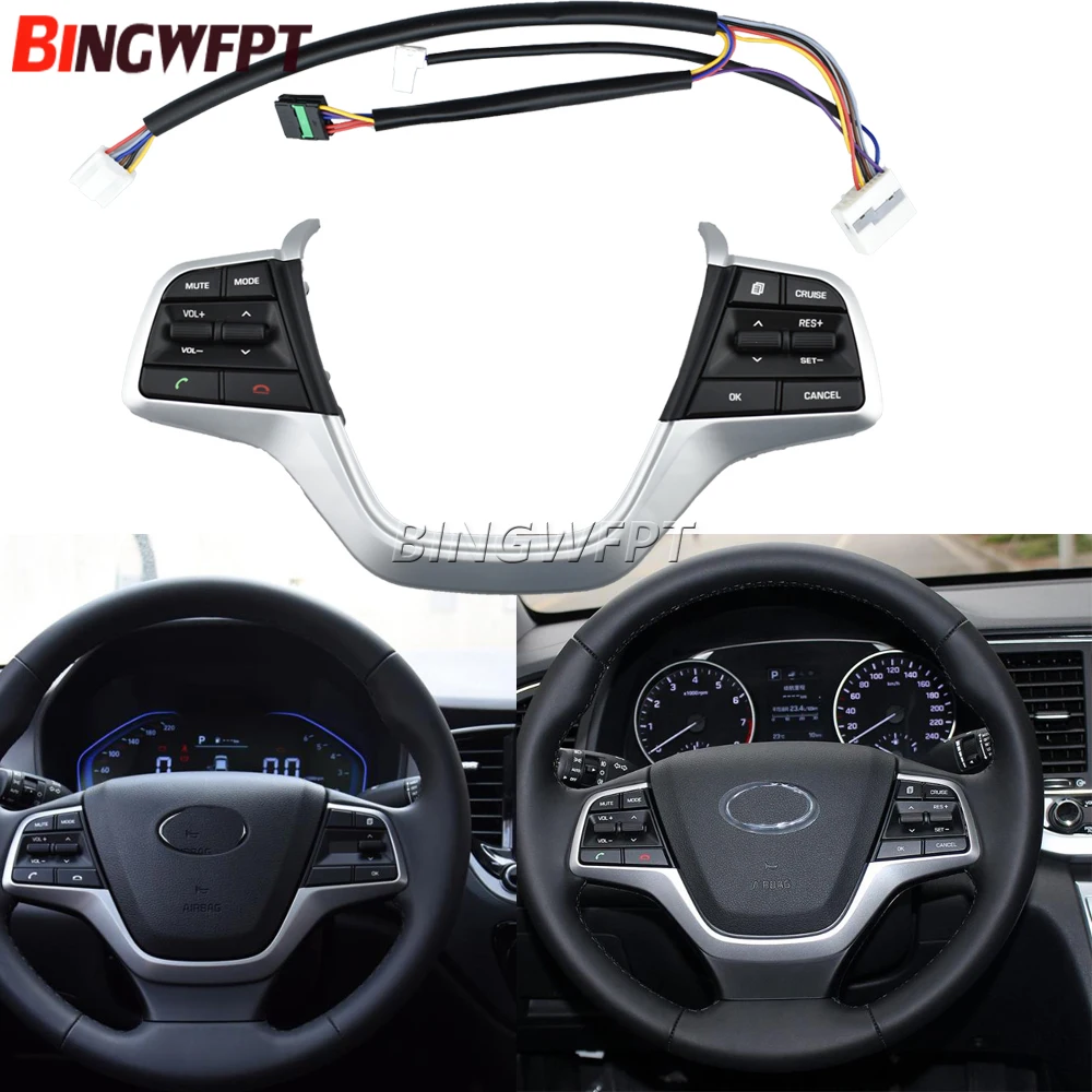 

Car Control Volume Channel Phone Cruise Control Steering Wheel Buttons Switch For Hyundai Elantra 1.6L 2016-2019