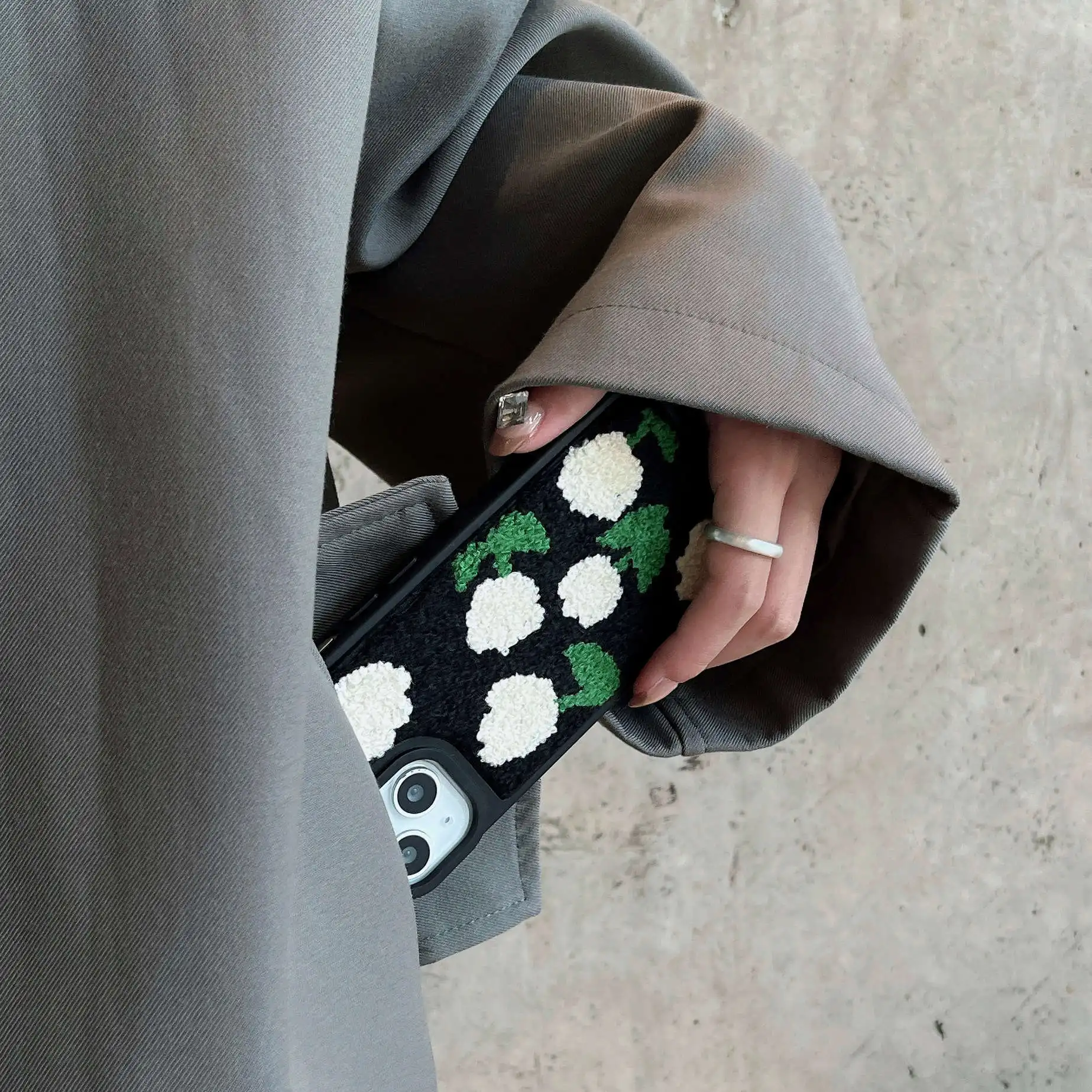 Plush Embroidery Tulip iPhone Case