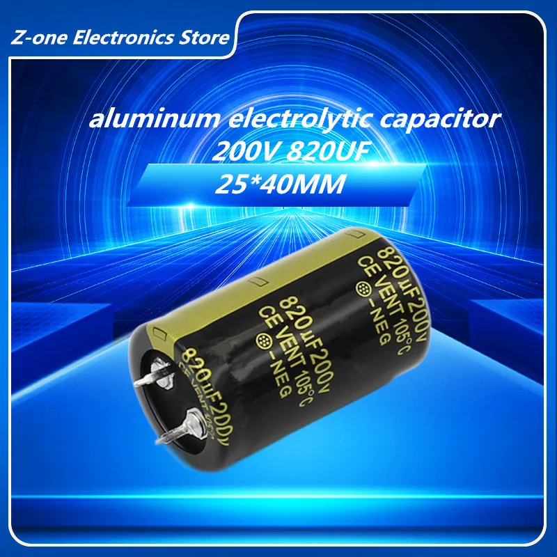 2-5pcs Audio Electrolytic Capacitor 200V820UF 25X40MM supercapacitor 200V 820UF electrolytic capacitor for filter amplifier