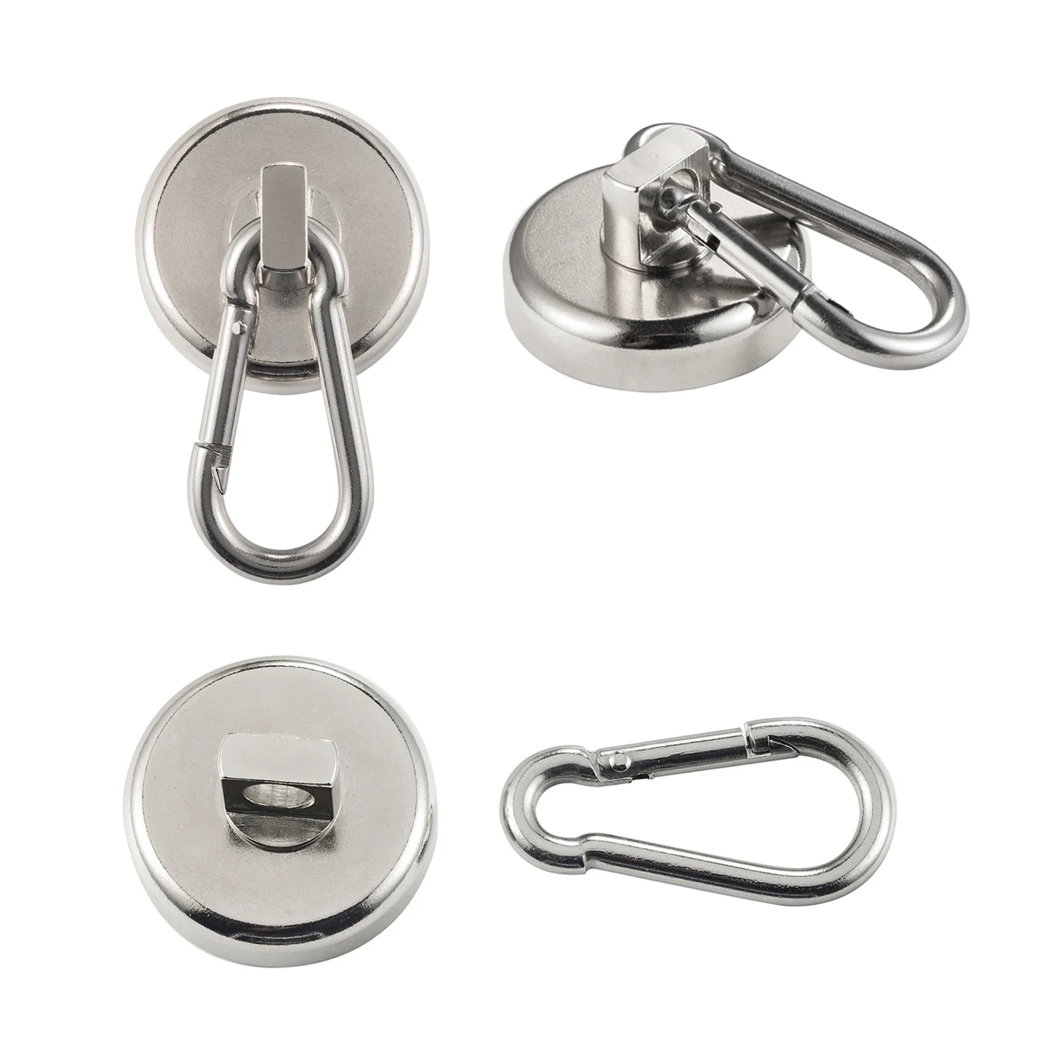 ZOOFOXS Strong Magnetic Rare Earth NdFeB Carabiner Pot Magnet with Swivel Hook Round Ring Keychain Search