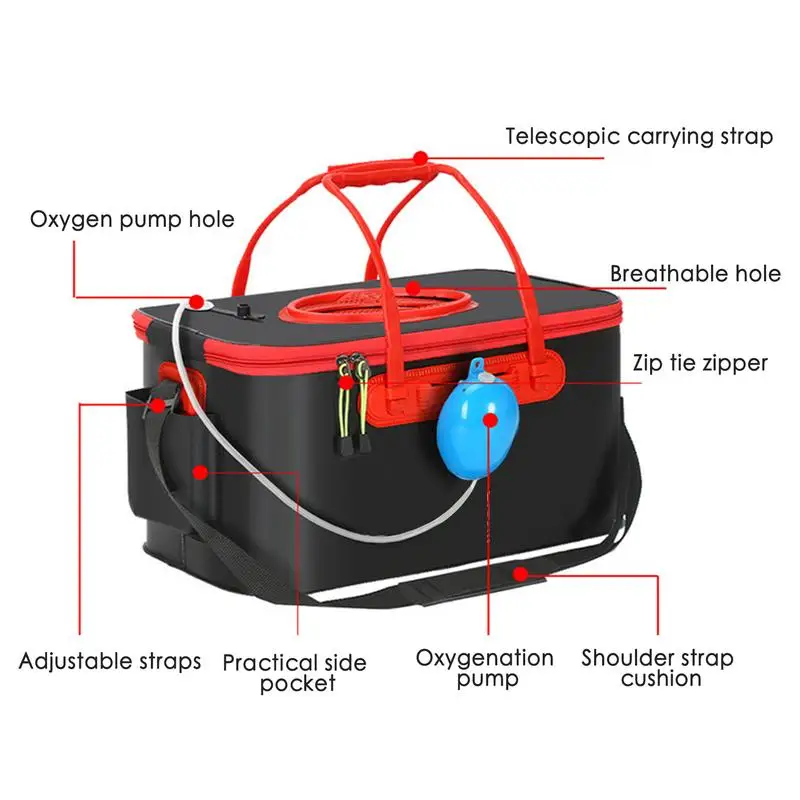 Fishing Bait Bucket Foldable Fish Bucket Outdoor Camping EVA Fishing Bag Multifunctional Fish Protection Bucket For Storing Live
