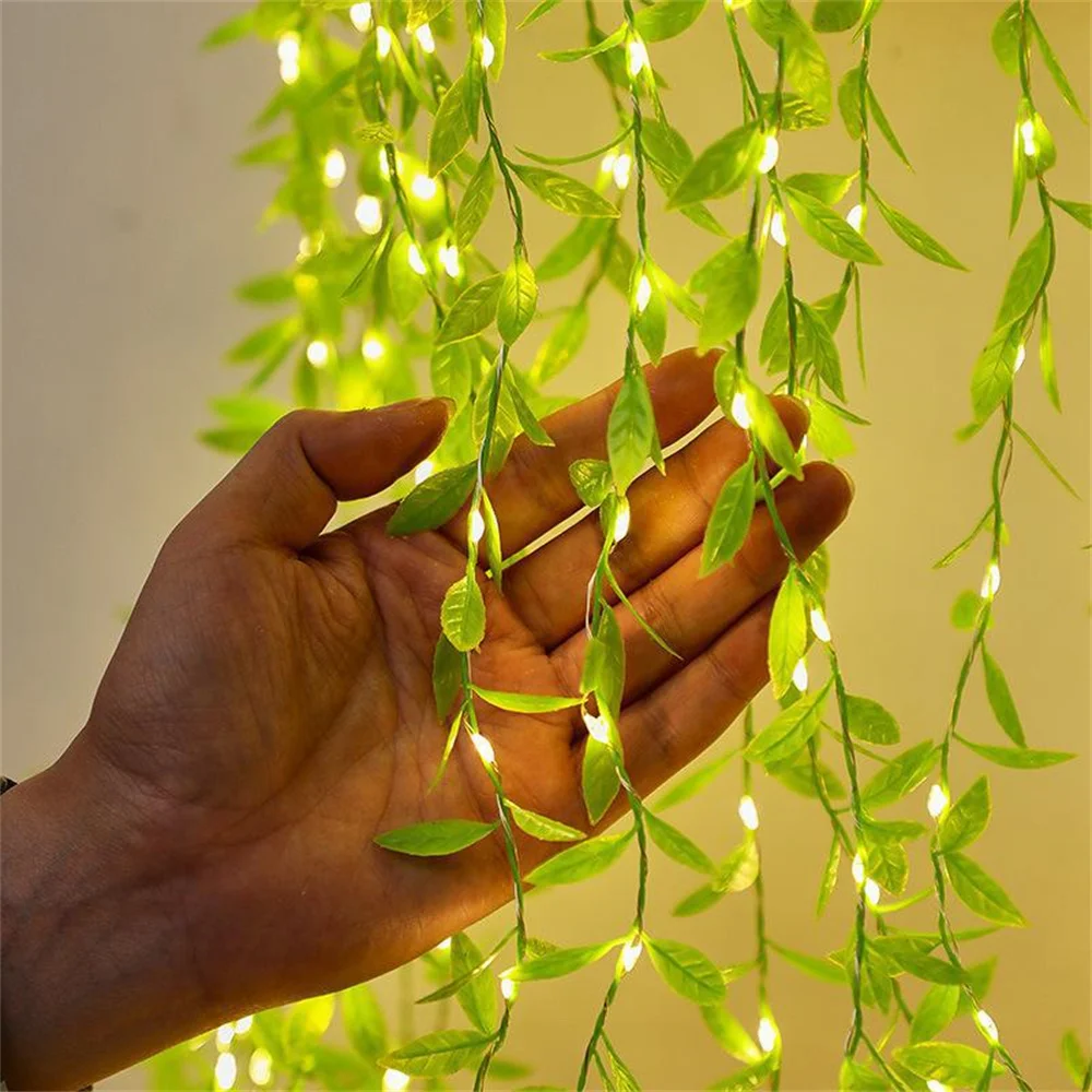 Batteria foglia artificiale Willow Vines Lights String Garland Flower Garland Fairy Lights Home Garden Wedding Party Decoration