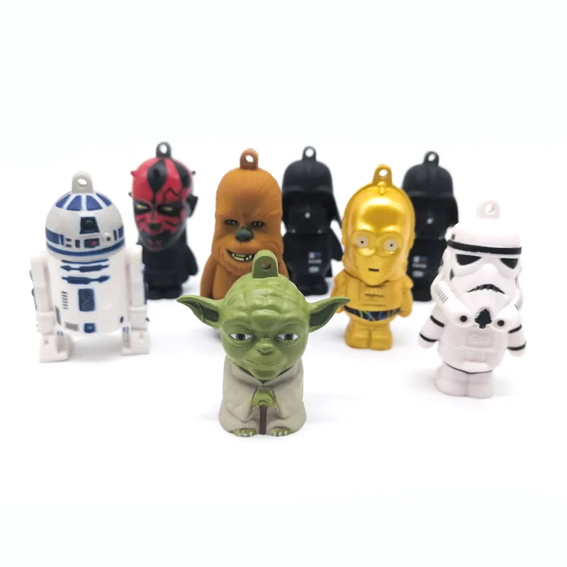 Disney Cartoon Anime Star Wars Doll Keychain Bag Pendant Rubber Soft Key Chain Yoda R2-D2 Luke Skywalker C-3PO lego 75324 звездные войны атака темных солдат мандалорские игры в bauen mit minifigur luke skywalker und seinem lichtschwert