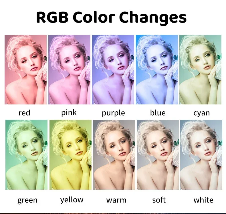 10in 26cm RGB Selfie Ring Light with Tripod Stand Phone Holder Photography RingLight Colorful Led Makeup Fill Lamp 4