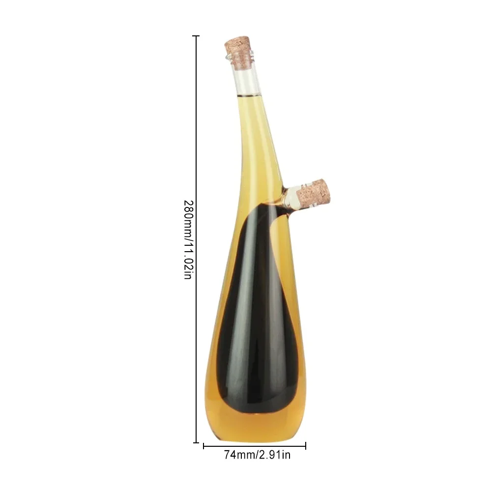 YZJSSL Dispenser per Olio D'oliva E Aceto - Dispenser per Olio E Aceto in Vetro Trasparente 2 in 1 - Dispenser per Olio da Cucina Contenitore per Aceto Bottiglia