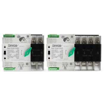 Selettore di Trasferimento Automatico (ATS) DIY GO su Guida DIN per Fotovoltaico e Inverter, Commutatore di Alimentazione Duale Ininterrotta 2P 4P 125A 220V 110V