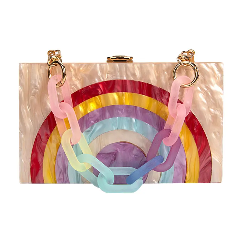 

Rainbow Evening Bag Party Patchwork Hand Bags For Women 2023 New Luxury Brand Handbag Wallet Quality Shoulder Crossbody Bags