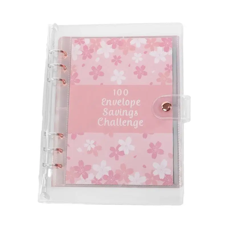 

2024 Portable Cash Planner 100 Days Budget Binder Challenge Book Sakura money savings notebook pink petal money envelope folder