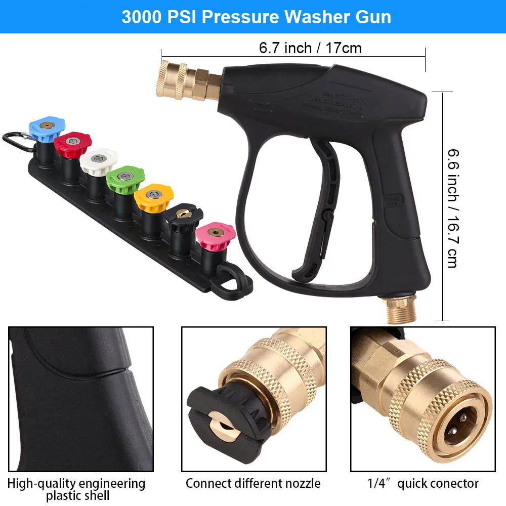 Portable High Pressure 3000PSI Car Power Washer Gun Long Spray Wand Lance  M22