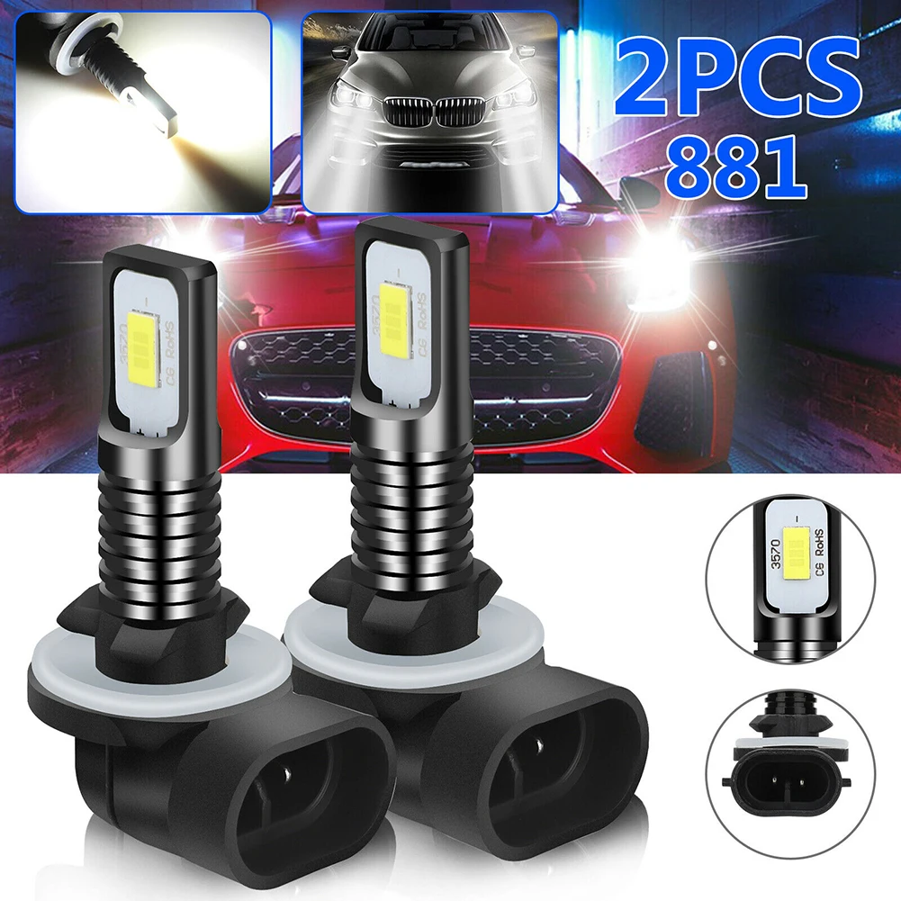 2 Pcs 881 LED Car Fog Lamp DRL Driving Bulbs 862 886 889 894 896 898 Xenon White 6000k 4000lm Ip67 Waterproof