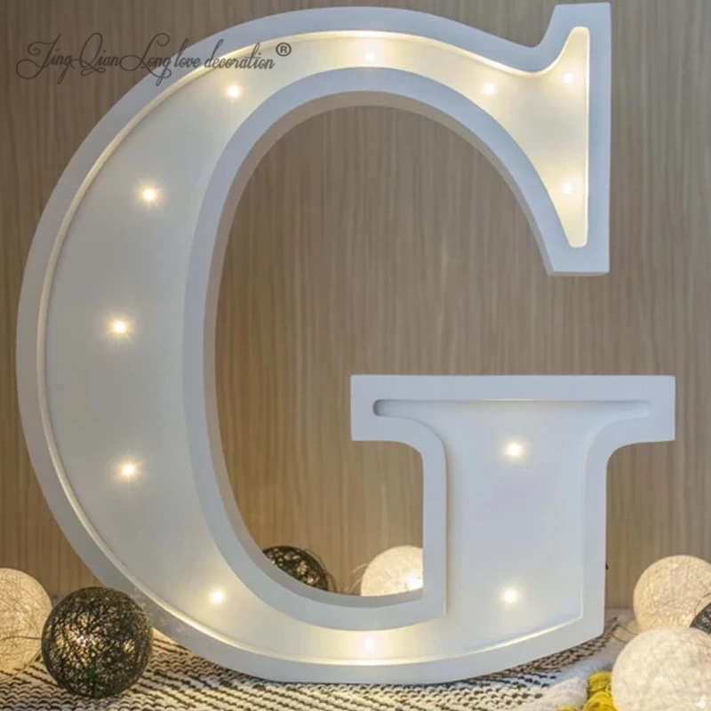 

Светодиодные лампы с буквами Marquee Lights, Белые деревянные буквенные светильники, Декор для спальни, Настенная подвеска, Отдельно стоящее имя, Детские
