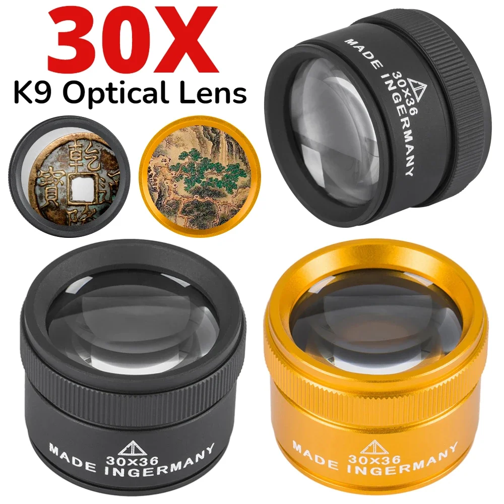 30X 36mm 확대경 K9 광학 렌즈 단안경 시계 보석 동전 우표 정밀 작업 검사 루페 도구