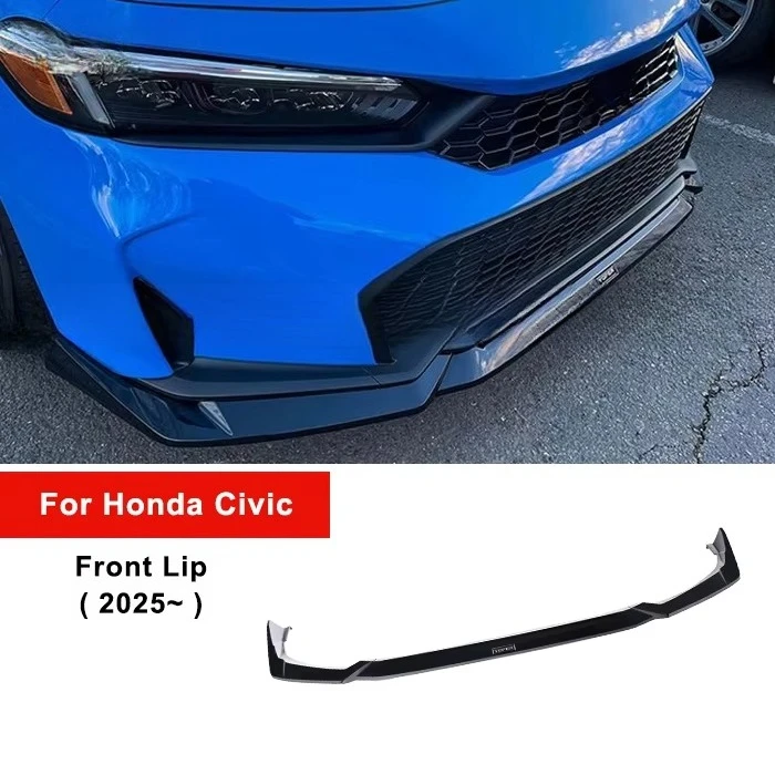 공장 직판 광택 블랙 3피스 바디킷 시빅 2025용 ABS 외장 액세서리 자동차 범퍼 립