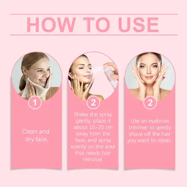 114ml Hair Identifier Spray Facial Hair Removal Spray Smoothing Face Hairless Painless With 4 Scraper Face Shaving Facial Care