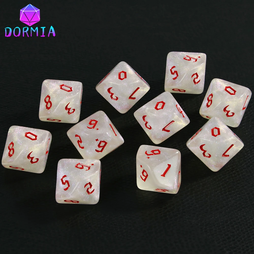 10 Pièces Dés Polyédriques D10 (0-9) Dés 16Mm De Jeux De Dés