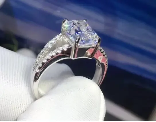 Оформление TR104, роскошные обручальные кольца 3,85 карат в форме подушки, модные обручальные кольца для женщин!
