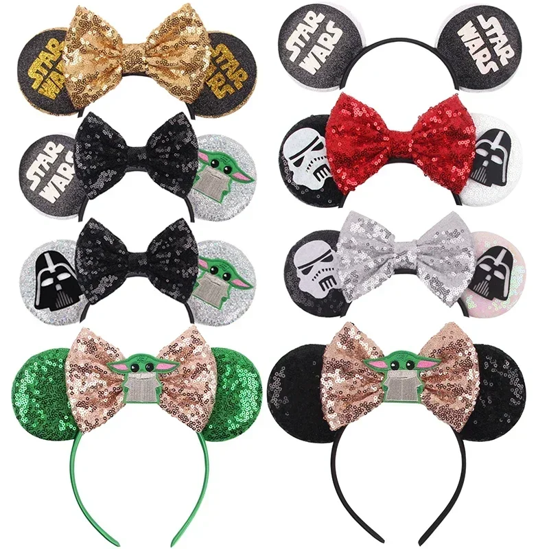 Disney Mickey Mouse Ears Fasce Per Capelli Marvel Star Wars Fasce Per Ragazze Baby Women Grogu Master Yoda Archi Accessori Per Capelli Regali
