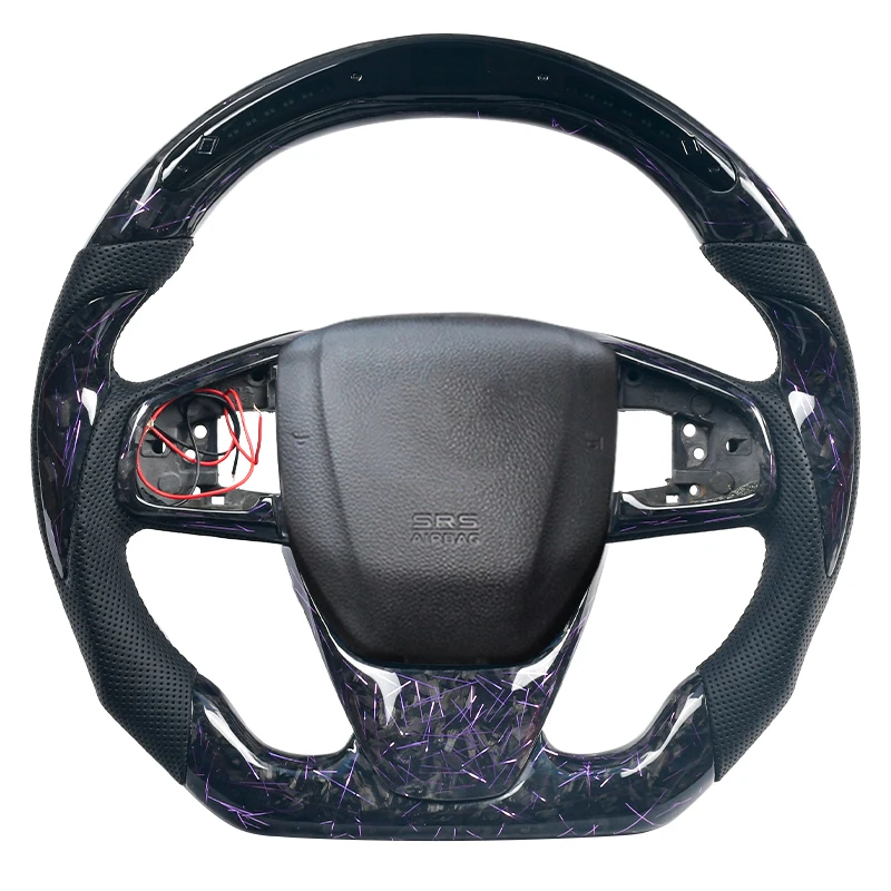 

Carbon Fiber Racing Sports Steering Wheel Perforated Leather Compatible For Honda Civic 16-21 10th Generation Customized