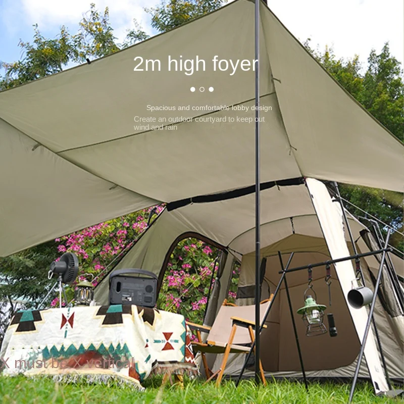 Camping Outdoor Big Tent 4-8 People Double-layer Camping Tent Rainstorm Proof Camping Tent Two Rooms One Hall Tents Shelters