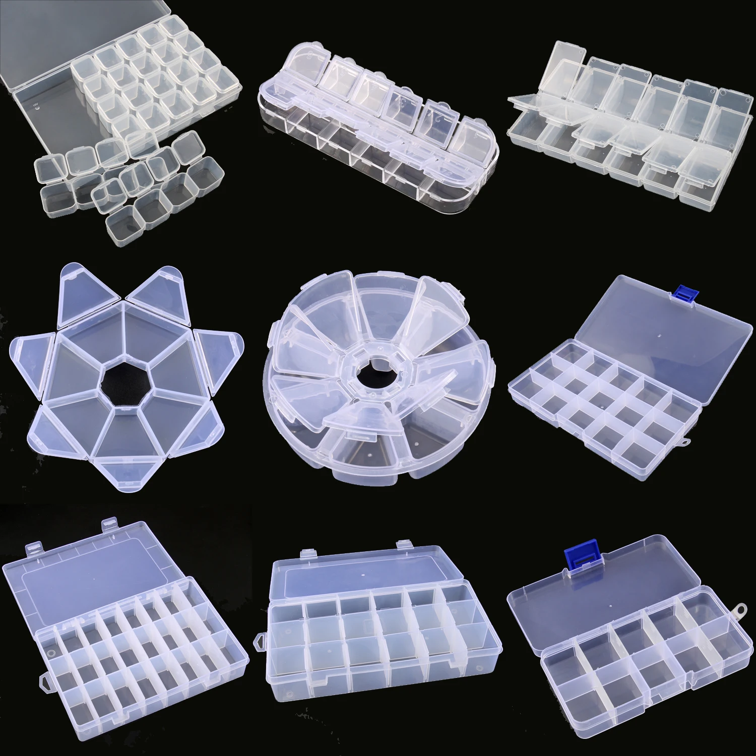 Transparent Plastic Jewelry Storage Boxes Compartment Adjustable Craft Organizer Jewelry Beads Earrings Display Rectangle Box 10 grids plastic jewelry box transparent storage box for beads earrings compartment adjustable case container jewelry organizer