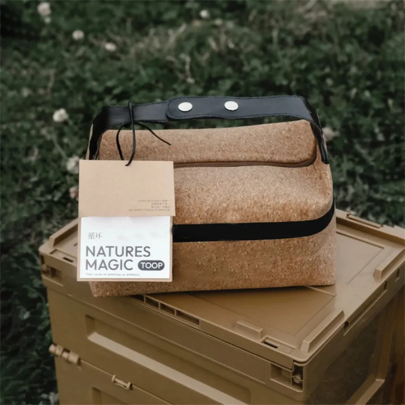 Wood grain tea set bag, outdoor picnic coffee set storage bag, portable lunch box, lunch box storage bag 2