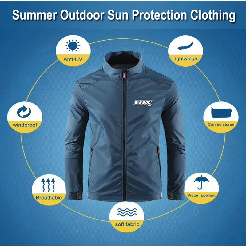 New Summer Men Windproof Waterproof Cycling Jacket MTB Bicycle Long Sleeve Windbreaker Anti-UV Mountain Bike Wind Coat Quick Dry