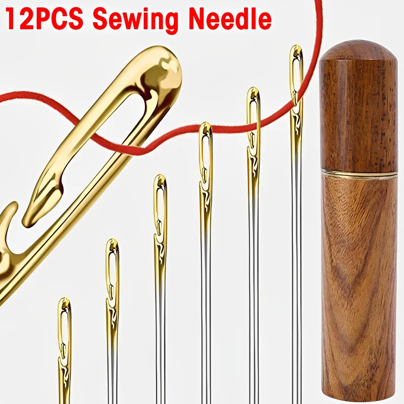 12PcsBlindSewingNeedlesElderlyBigHoleStainlessSteelNeedlefor