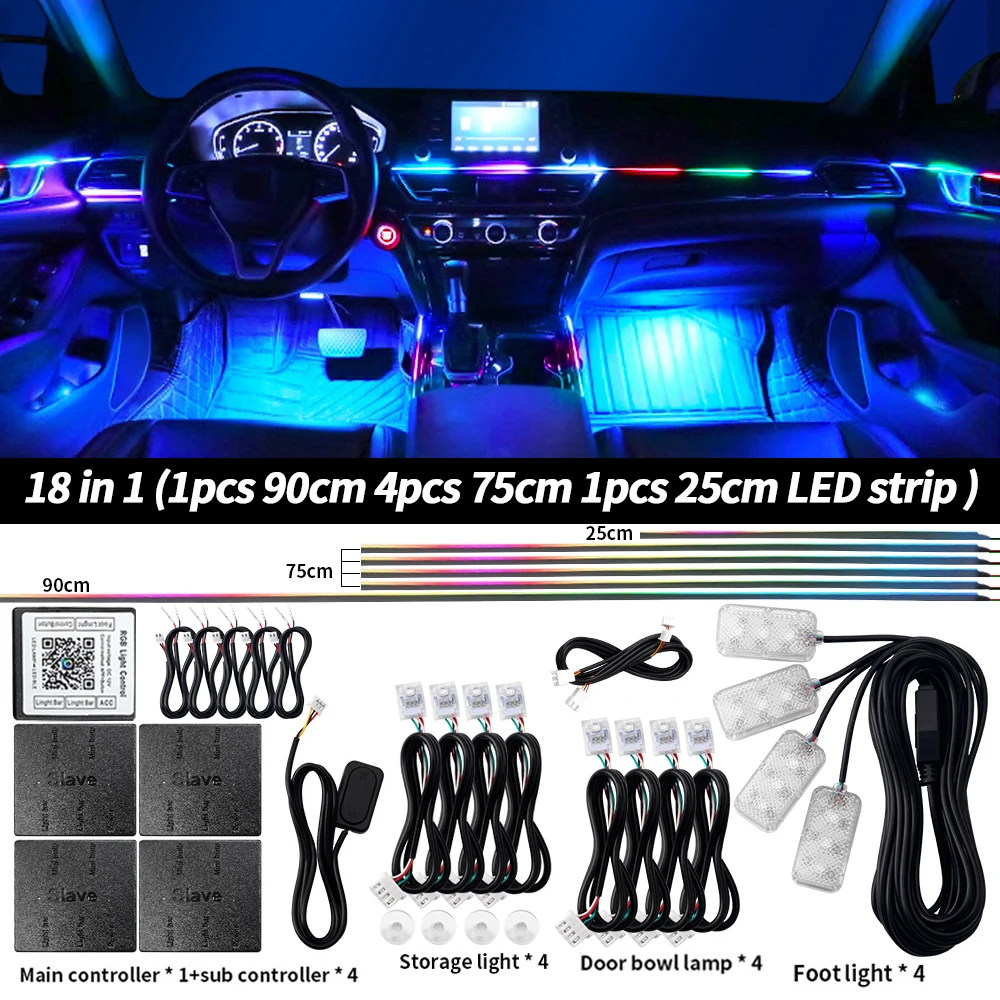 ตัวเลือกสินค้า แถบไฟ LED ปรับสีได้ 213 สี สำหรับตกแต่งภายในรถ