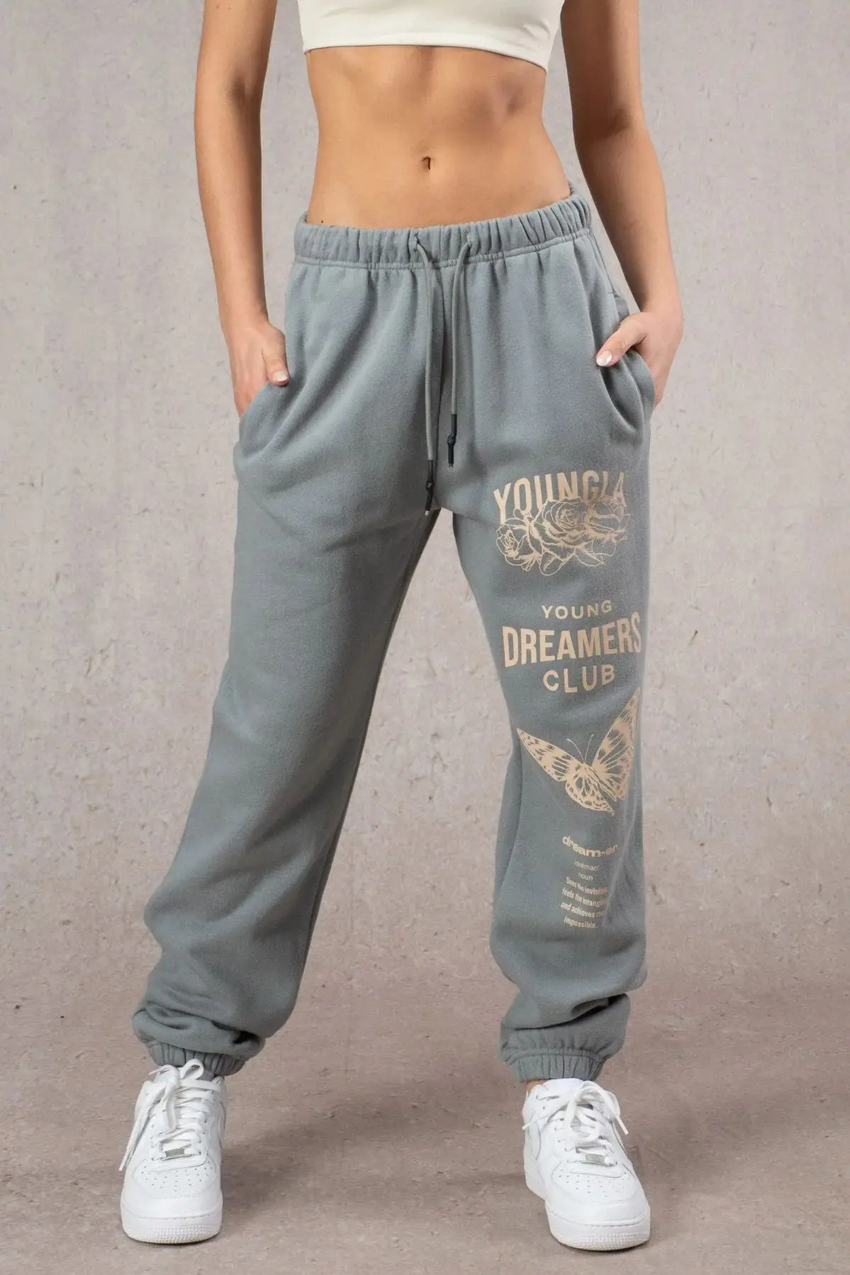 2023 new youngla leisure sweatpants gym bodybuilding running training pants cotton terry printed bouquet foot pants