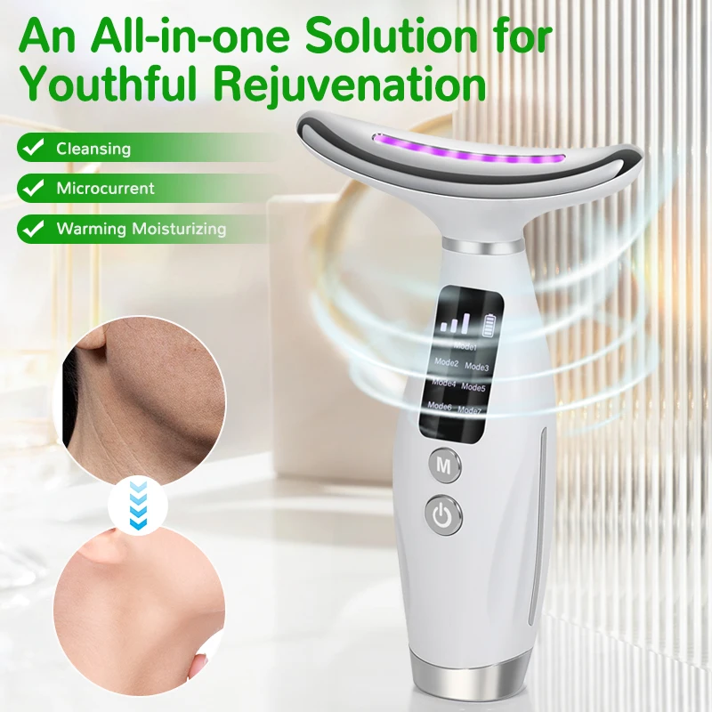 Portable Neck and Face Beauty Massager with LED Light Therapy