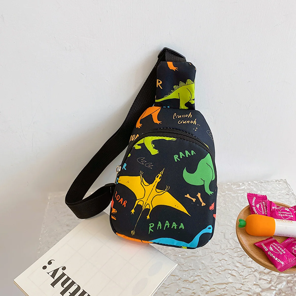 SOIMISS Kids Dinosaur Waist Pack / Crossbody Pouch - Adjustable Strap, PVC Material, For Boys & Girls (Red) 8 thumbnail image