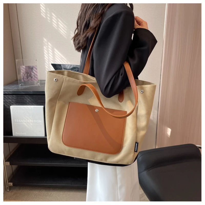 Advanced Canvas Bags Women High Capacity 2023 New Shoulder Bags for Summer College Students Commuting to School Tote Bags