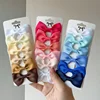 6Pcs Ribbon Bows Hairpin Girl Sweet Solid Design Hairpin Color Block Delicate Hairgripe Barrettes Kawaii Child Accessories 2