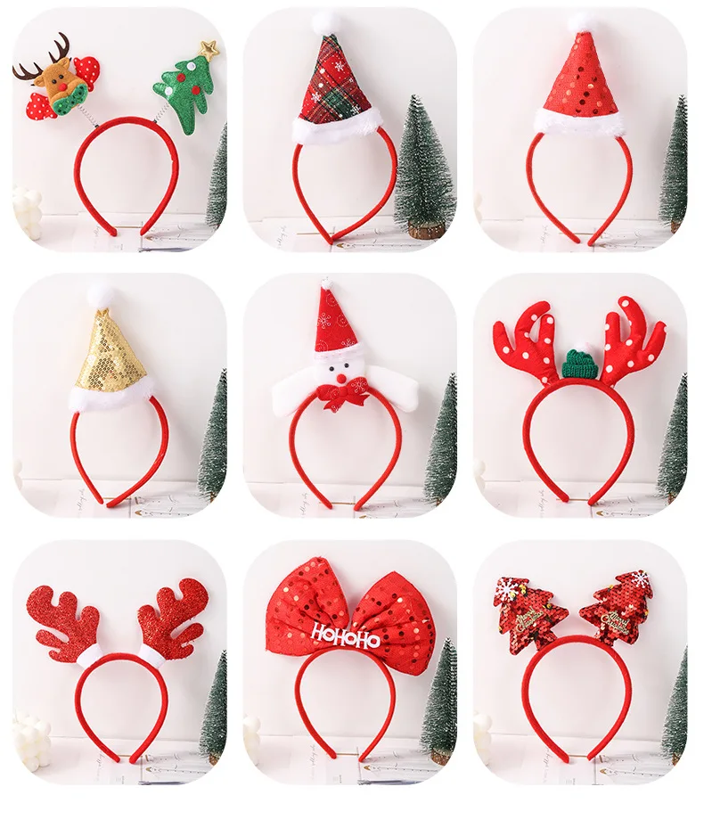 Christmas Headbands Cute Christmas Elk Antlers Headband Headwear New Year Party Kids Favors Noel Navidad Gifts Xmas Photos Booth